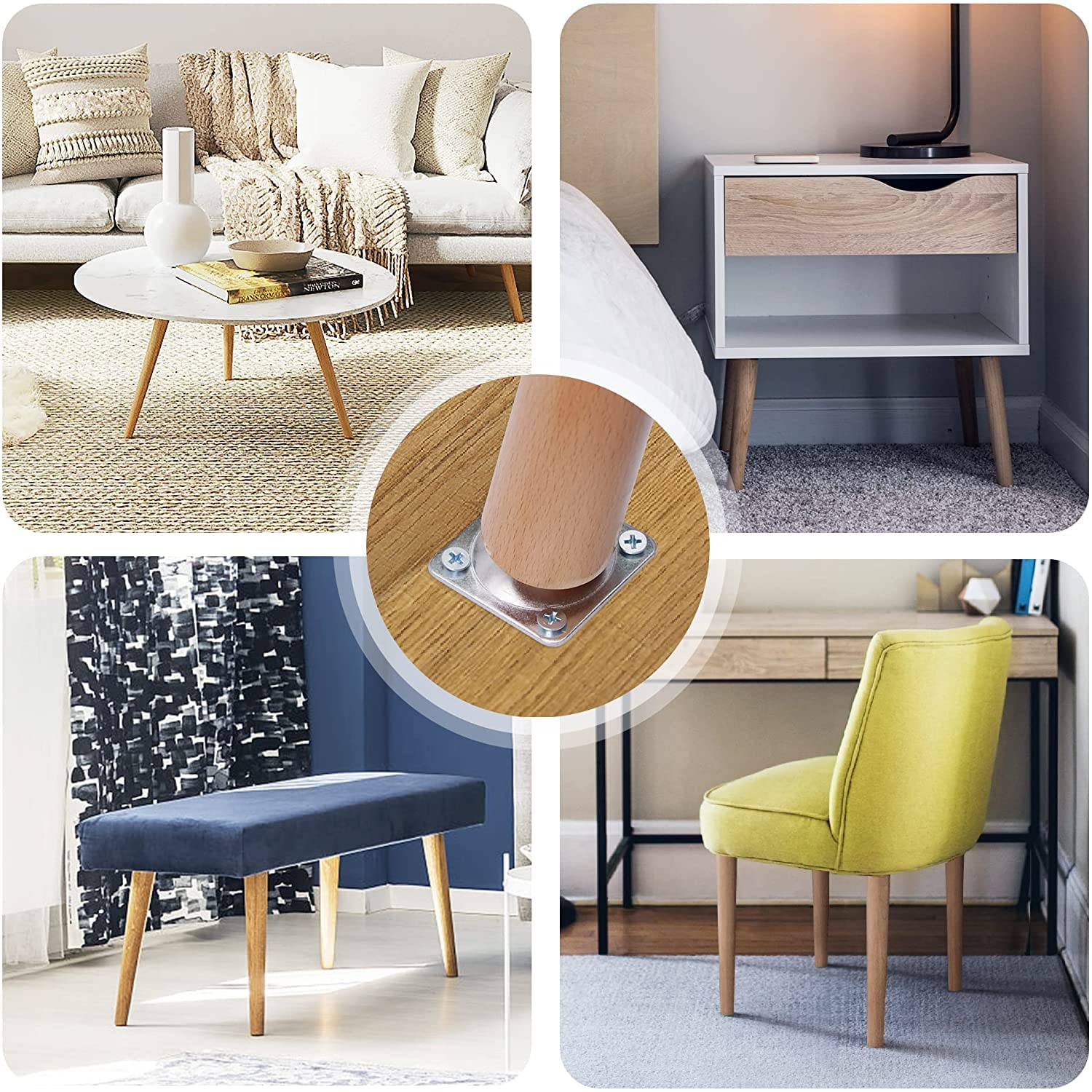 Amazon.co.jp: 家具の脚 16インチテーブル脚木製家具脚4ラウンド交換用